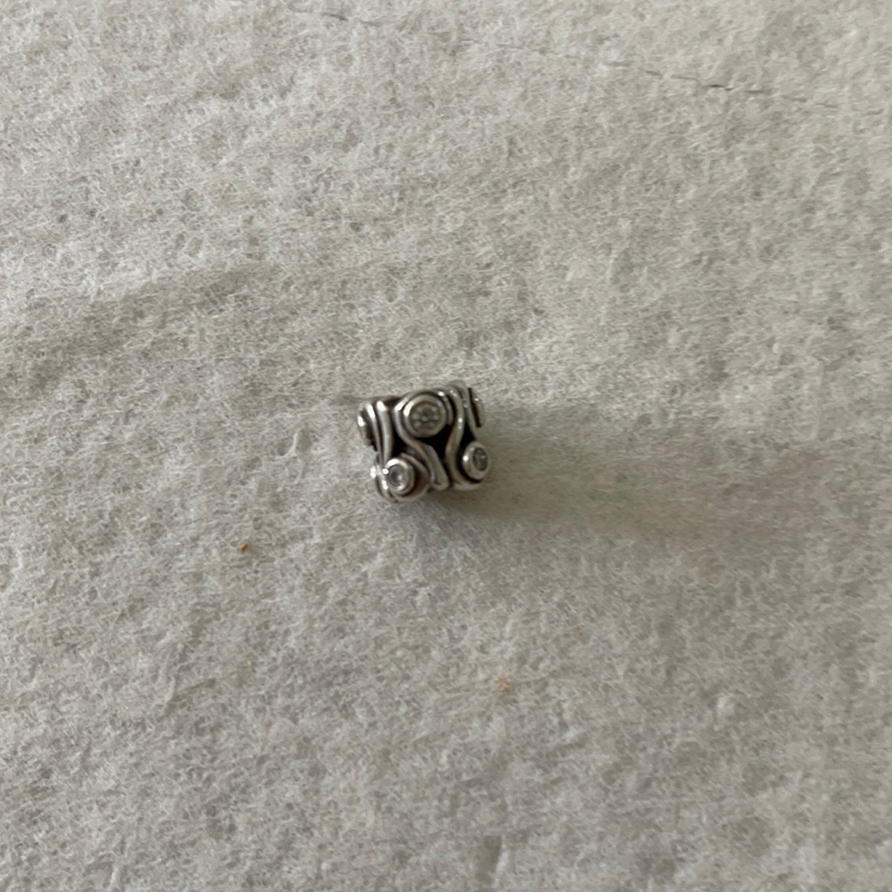 Pandora silver bead with clear crystals